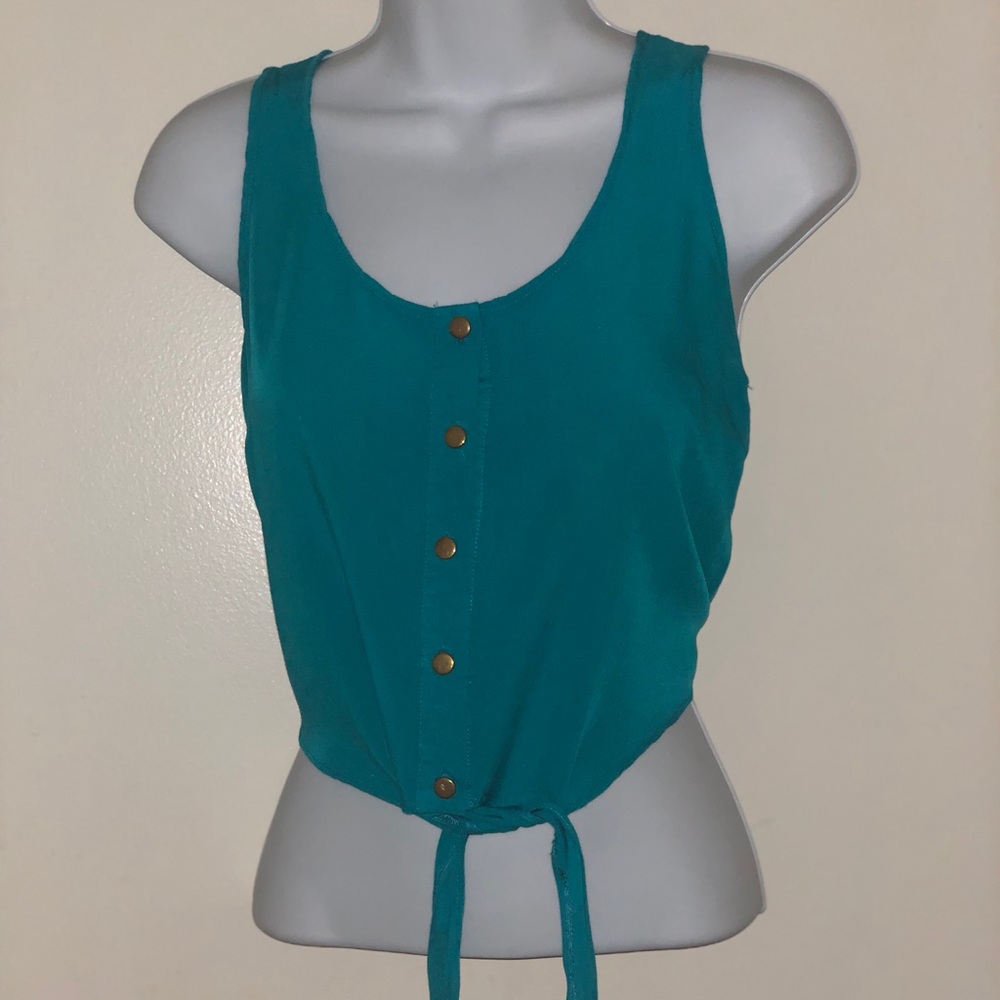 Women’s Turquoise Tie Crop Top size Small